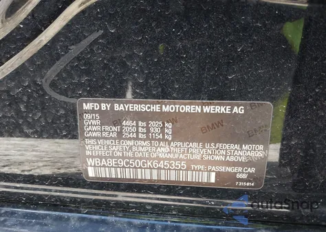 2016 BMW 328I from USA, damaged, VIN WBA8E9C50GK645355